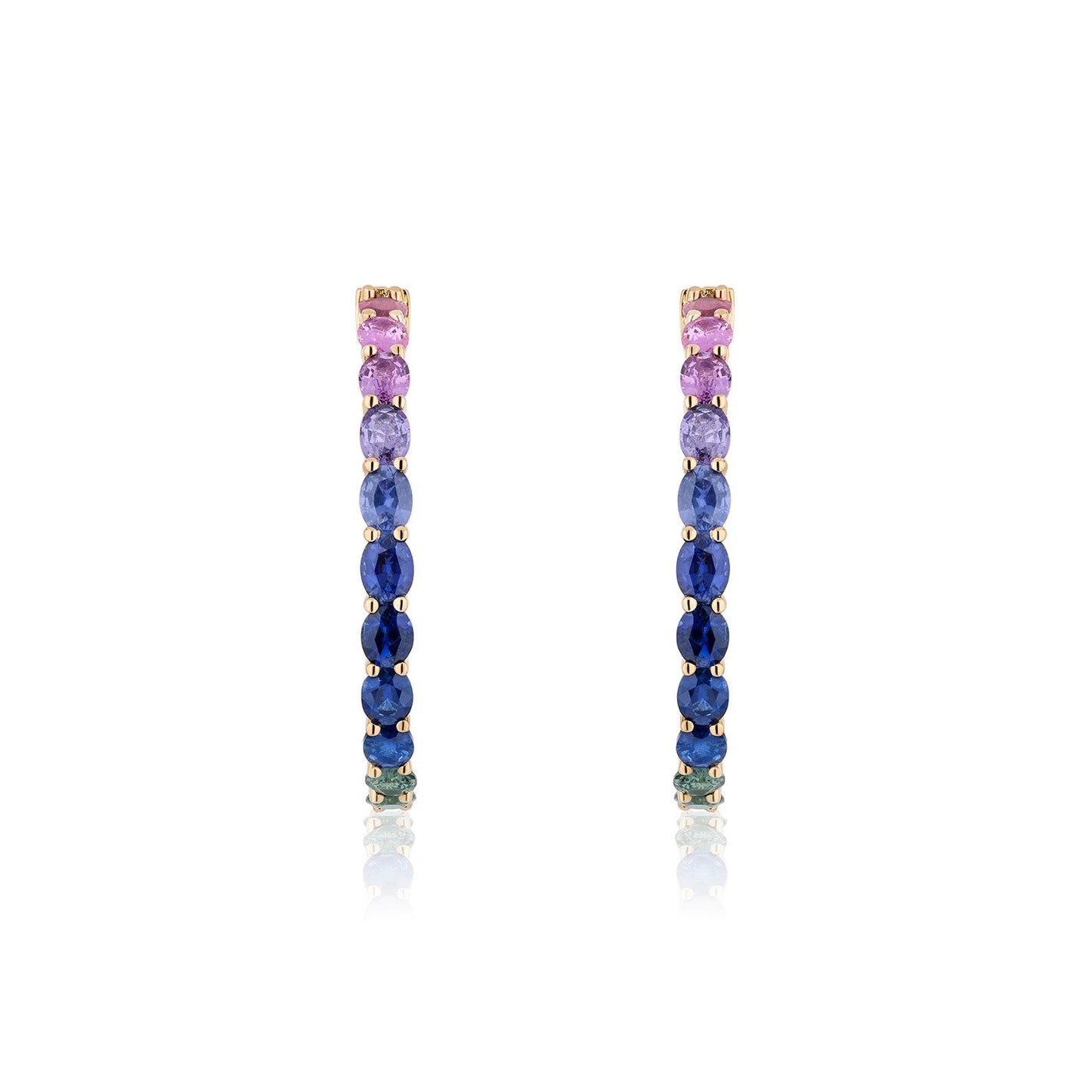1.25 inch 4 x 3 mm Oval Rainbow Sapphire Earrings