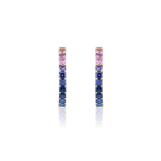 1.25 inch 3.5 mm Ascher Rainbow Sapphire Earrings
