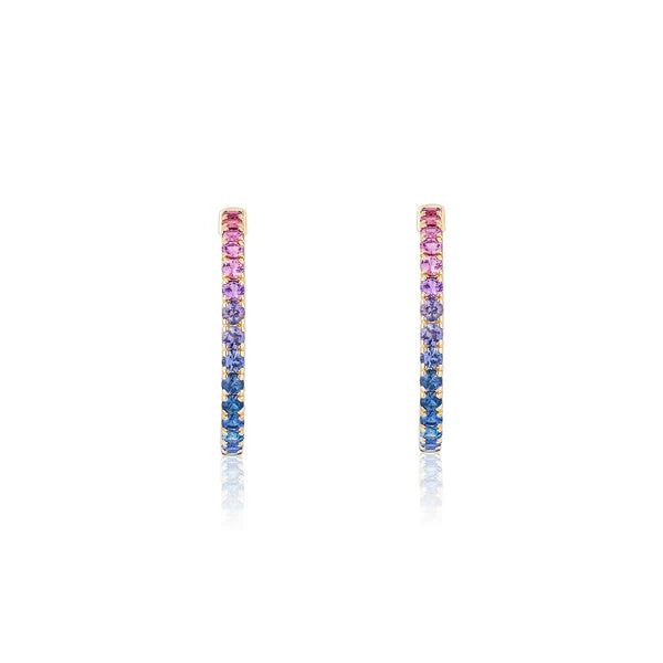 1.25 inch 3 mm Round Rainbow Sapphire Earrings