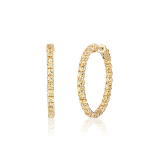 1.25 inch 3 mm Round Yellow Sapphire Earrings