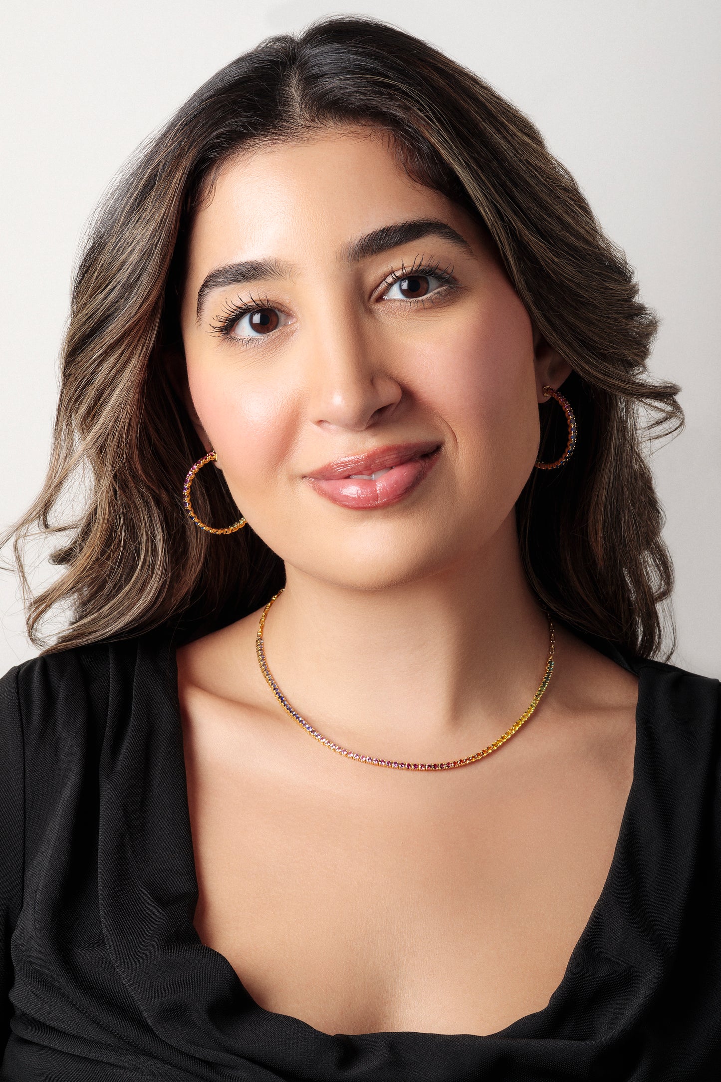 Halfway 2.4 mm Round Rainbow Sapphire Necklace