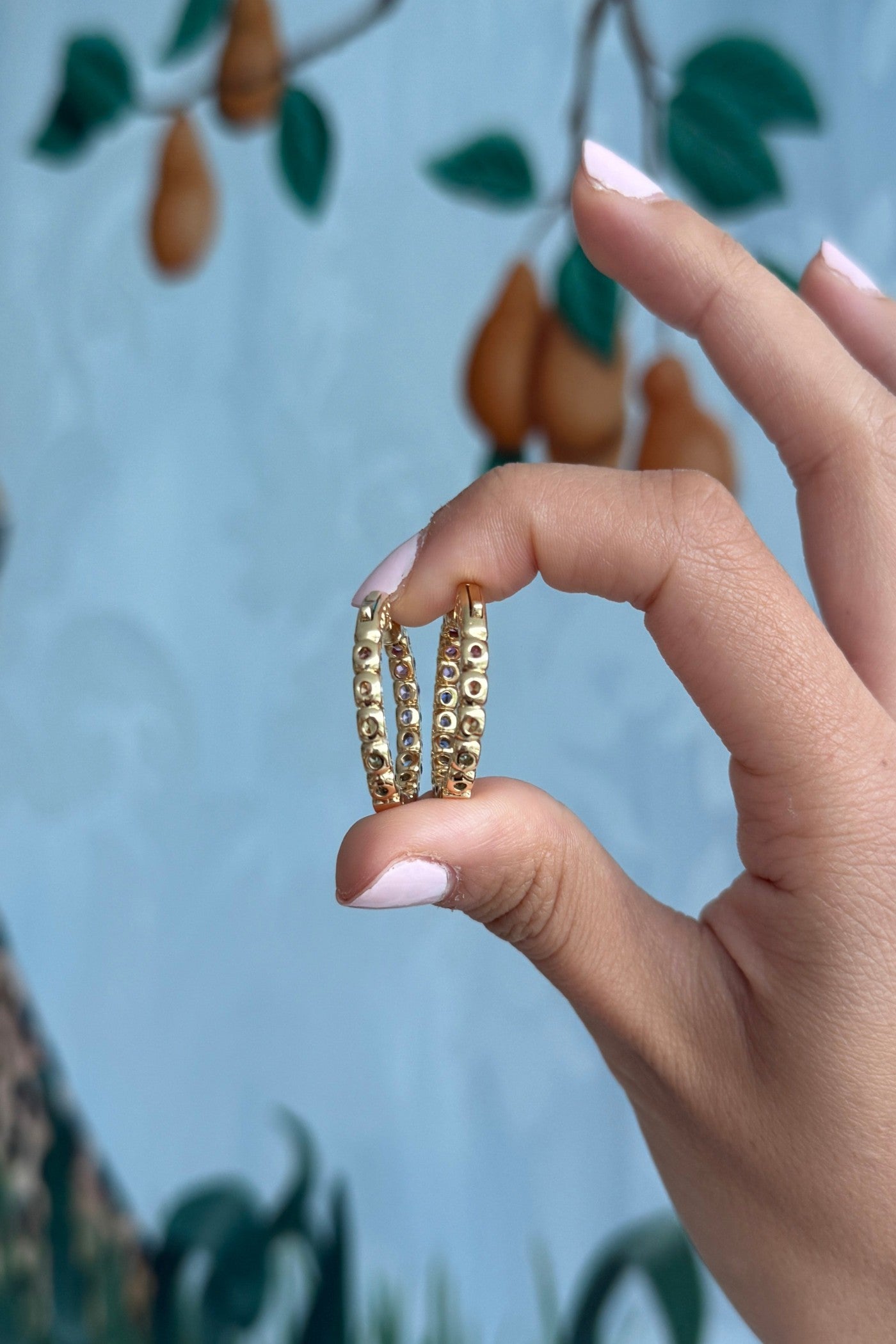 1 inch 3 mm Round Rainbow Sapphire Earrings