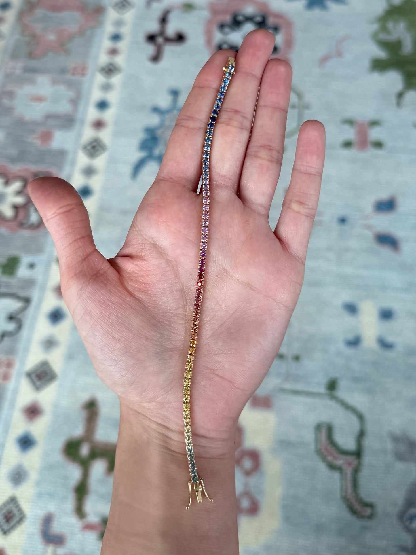 2.75 mm Round Rainbow Sapphire Bracelet