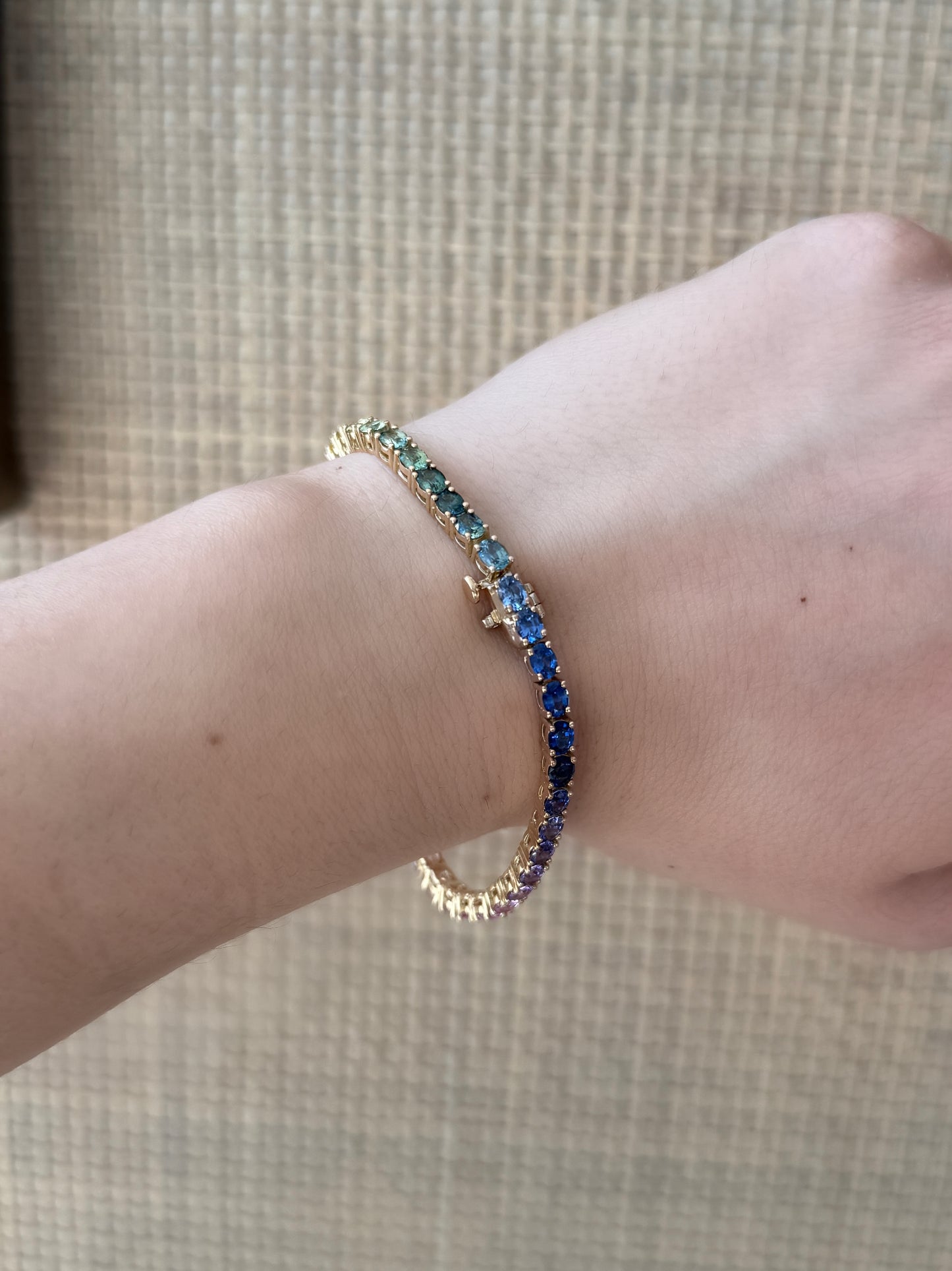4x3 mm Oval Rainbow Sapphire Bracelet