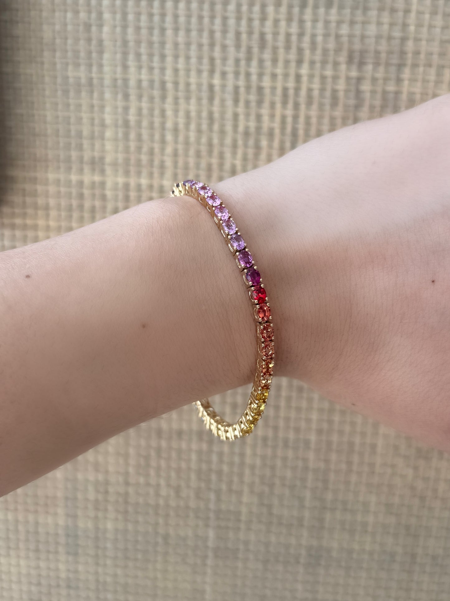 4x3 mm Oval Rainbow Sapphire Bracelet