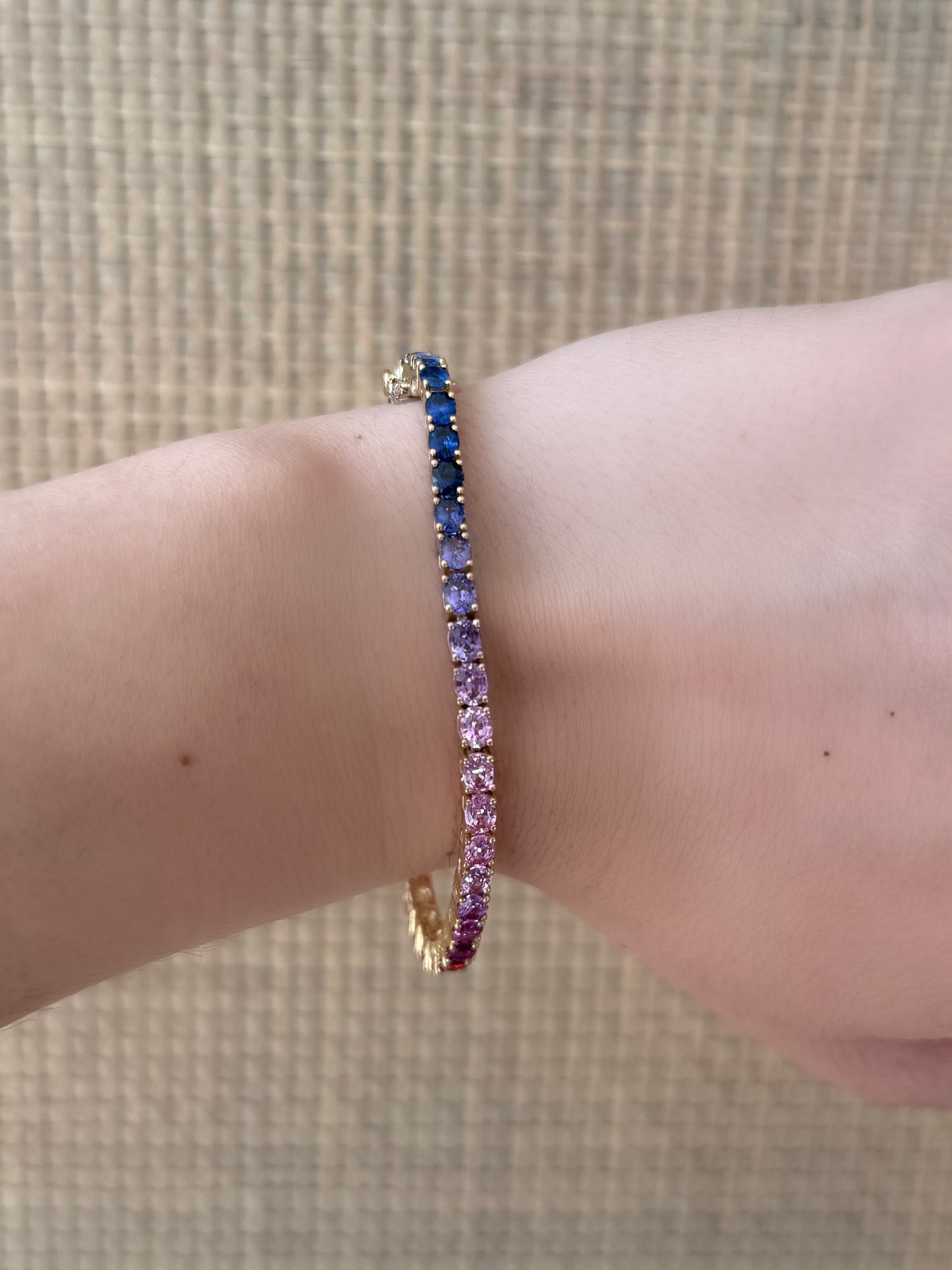4x3 mm Oval Rainbow Sapphire Bracelet
