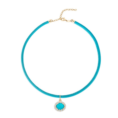 Turquoise Leather Cord Necklace