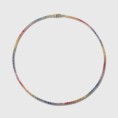 2.4 mm Round Rainbow Sapphire Necklace