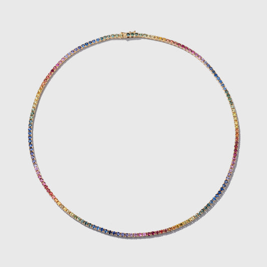 2.4 mm Round Rainbow Sapphire Necklace