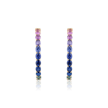 1.25 inch 4 x 3 mm Oval Rainbow Sapphire Earrings