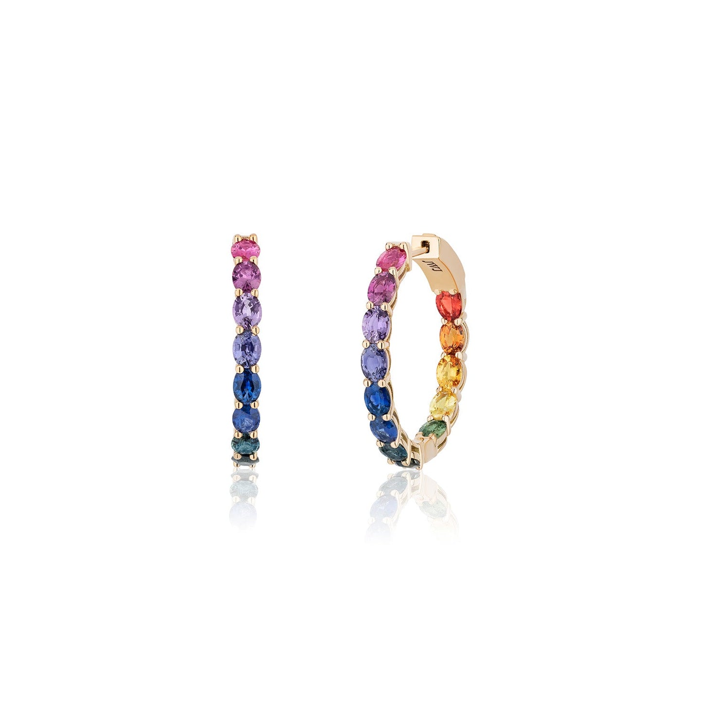 1 inch 4 x 3 mm Oval Rainbow Sapphire Earrings