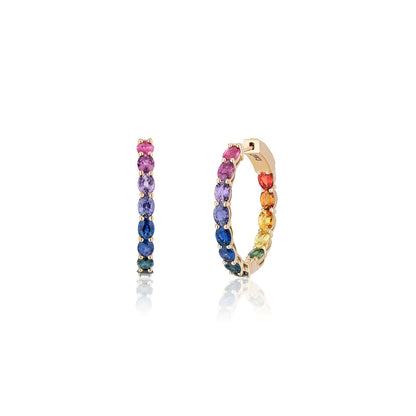 1 inch 4 x 3 mm Oval Rainbow Sapphire Earrings