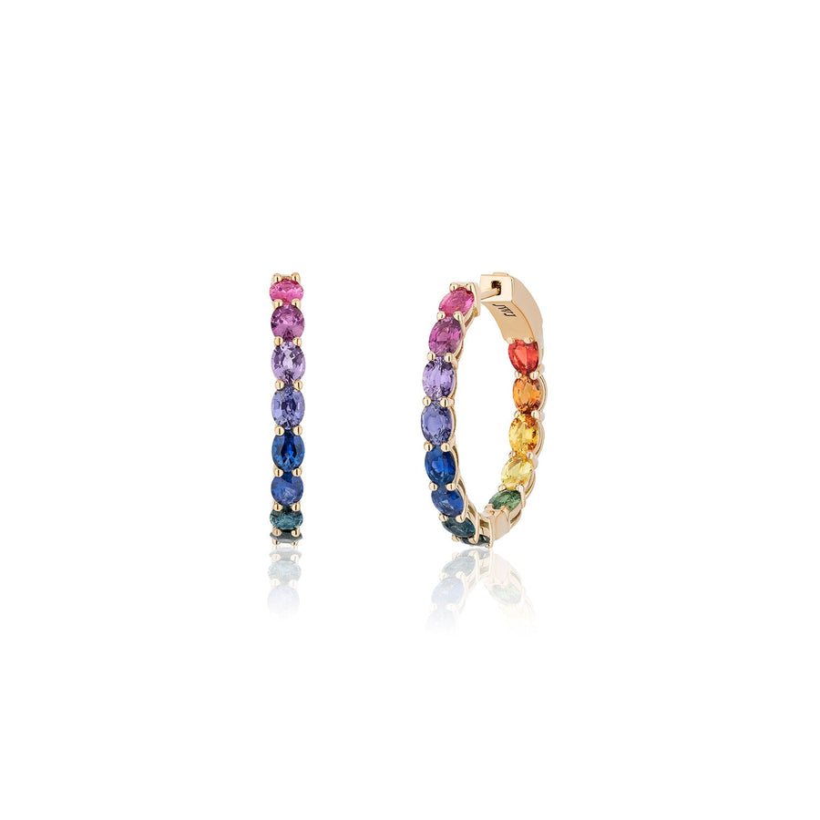 1 inch 4 x 3 mm Oval Rainbow Sapphire Earrings