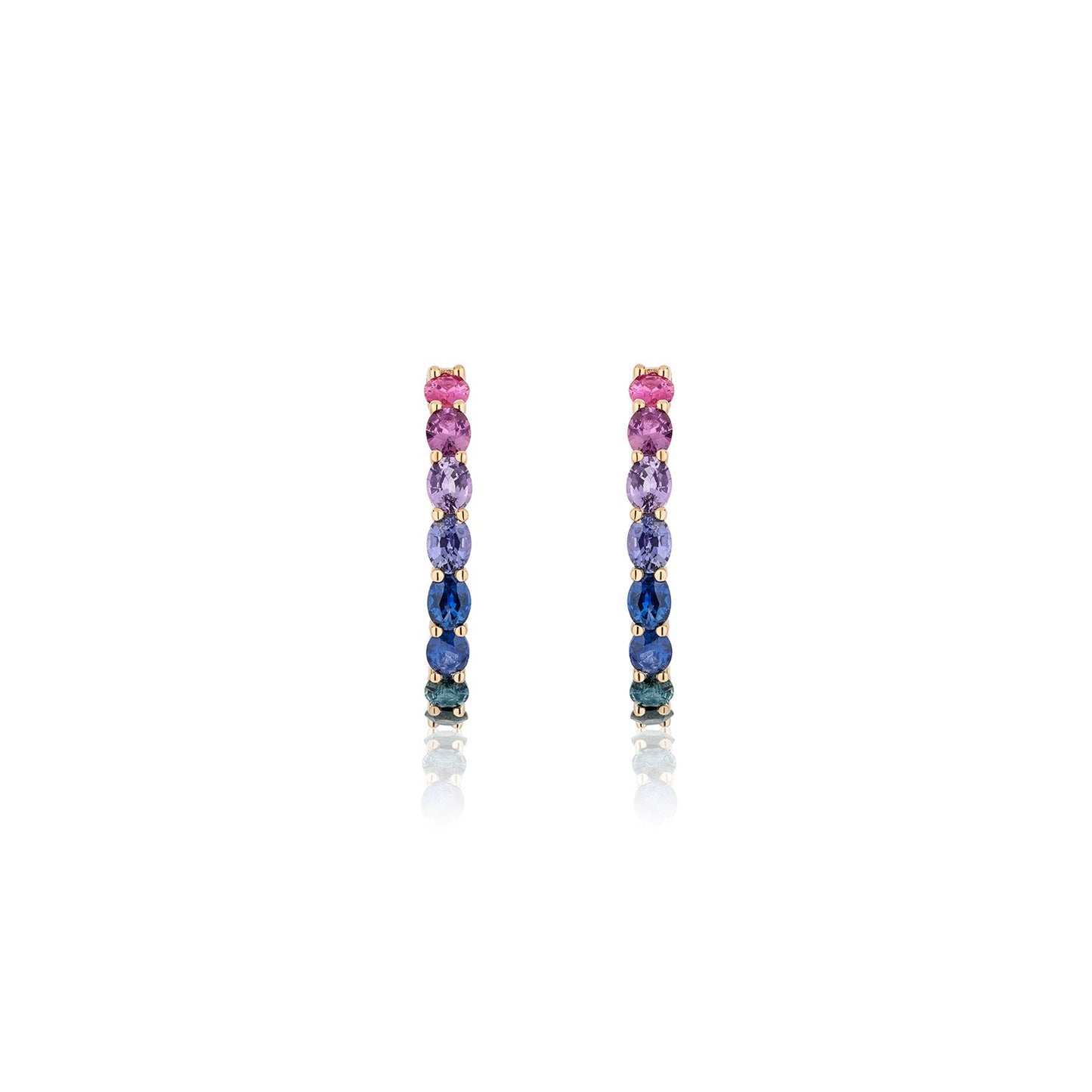 1 inch 4 x 3 mm Oval Rainbow Sapphire Earrings