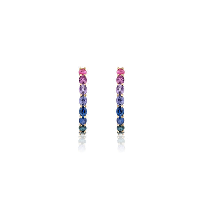 1 inch 4 x 3 mm Oval Rainbow Sapphire Earrings