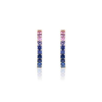 1.25 inch 3.5 mm Ascher Rainbow Sapphire Earrings