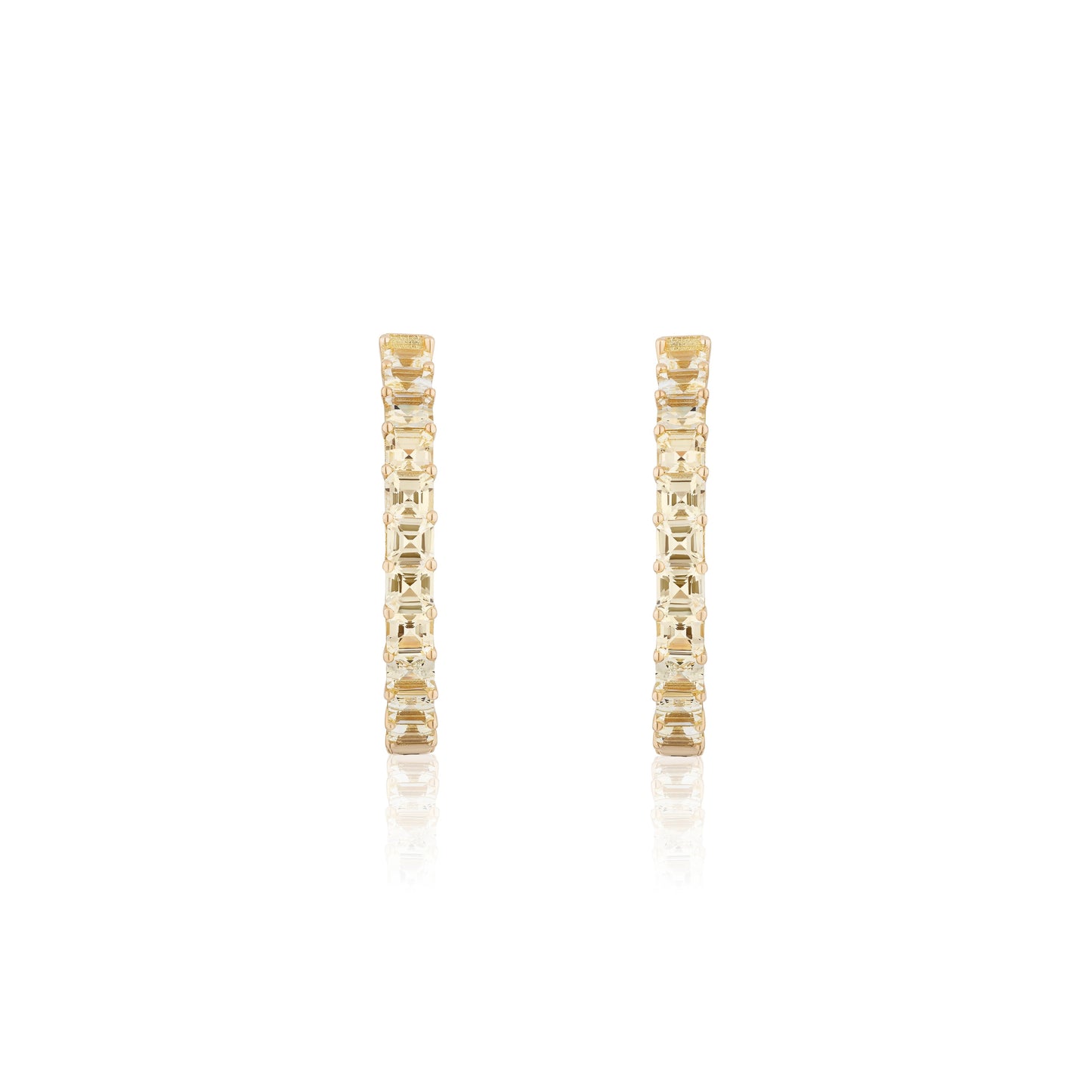 1.25 inch 3.5 mm Asscher Cut Yellow Sapphire Earrings