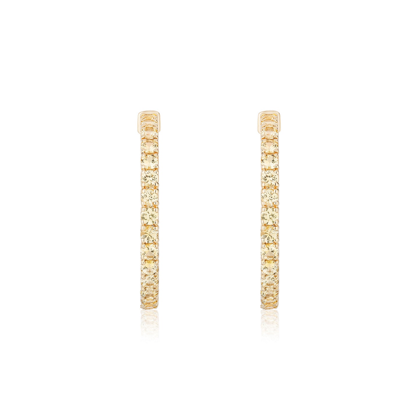 1.25 inch 3 mm Round Yellow Sapphire Earrings