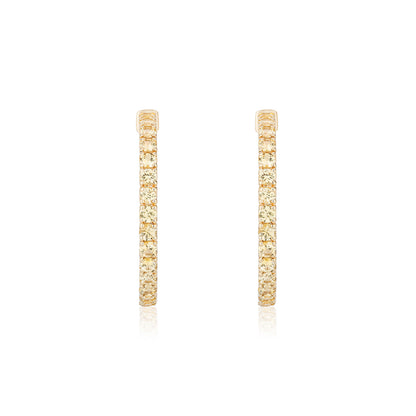 1.25 inch 3 mm Round Yellow Sapphire Earrings