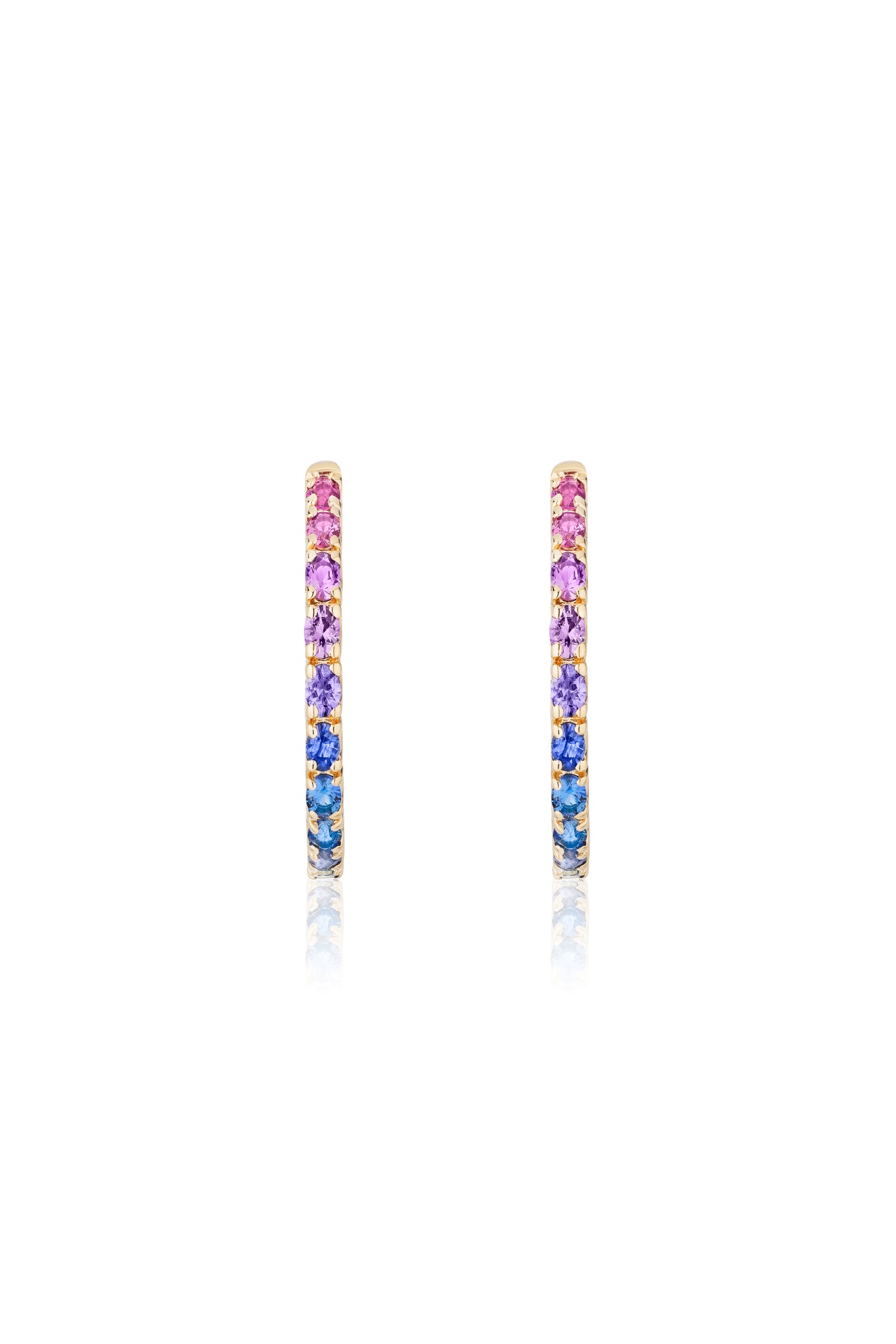 1 inch 3 mm Round Rainbow Sapphire Earrings