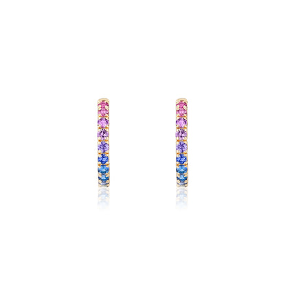 1 inch 3 mm Round Rainbow Sapphire Earrings