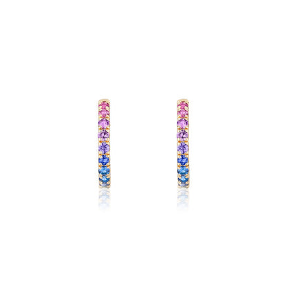 1 inch 3 mm Round Rainbow Sapphire Earrings