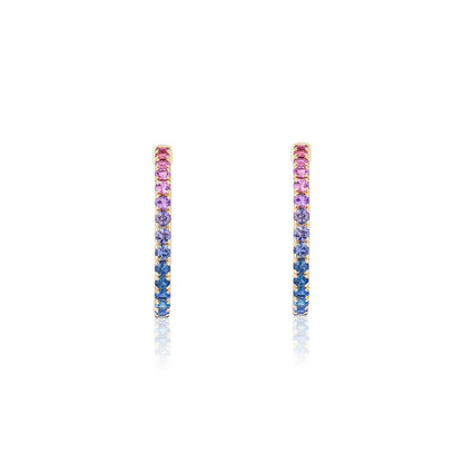 1.25 inch 3 mm Round Rainbow Sapphire Earrings