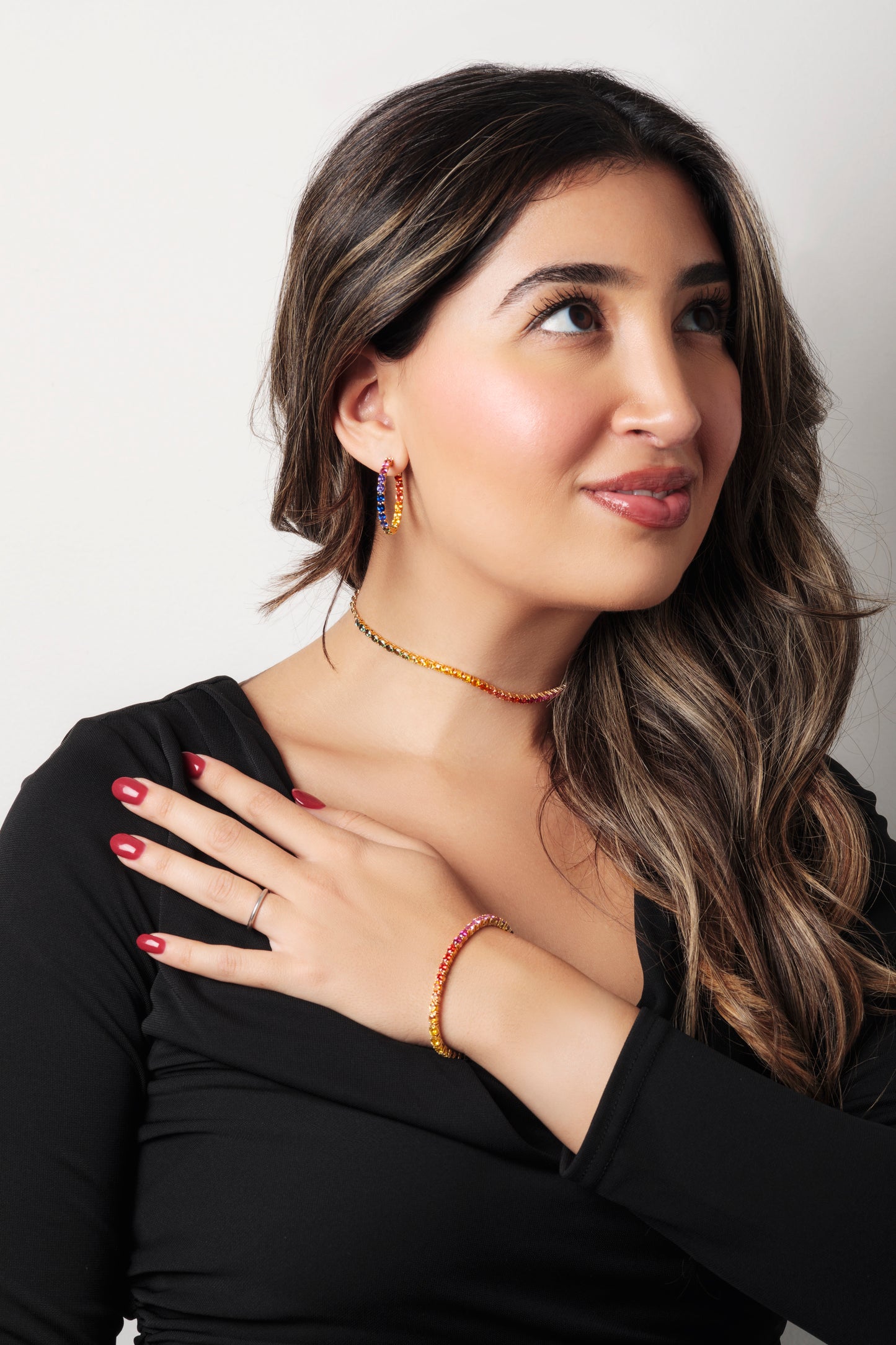 4x3 mm Oval Rainbow Sapphire Bracelet