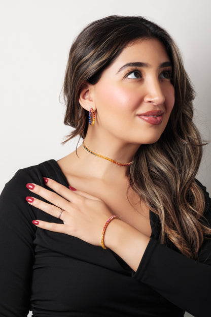 4x3 mm Oval Rainbow Sapphire Bracelet