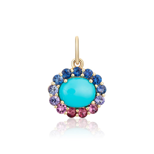 Turquoise & Blue/Purple/Pink Sapphire Charm