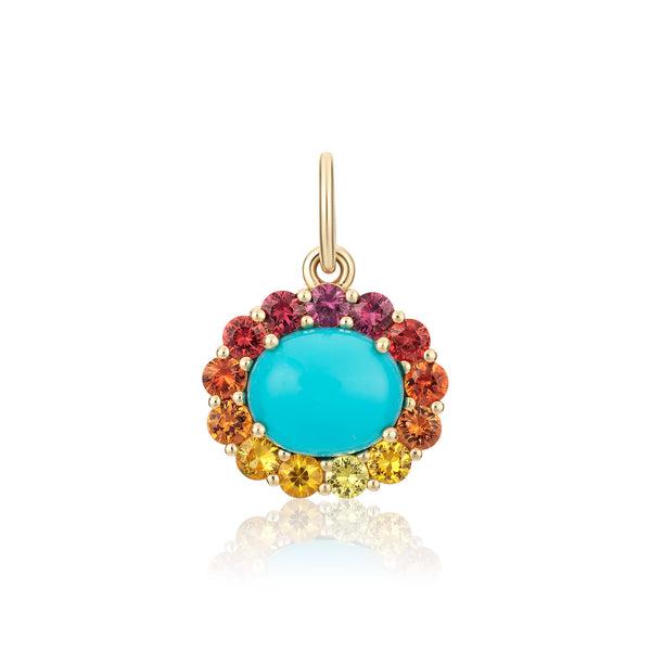 Turquoise & Orange/Yellow Sapphire Charm
