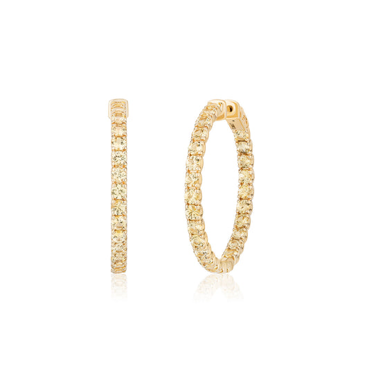 1.25 inch 3 mm Round Yellow Sapphire Earrings