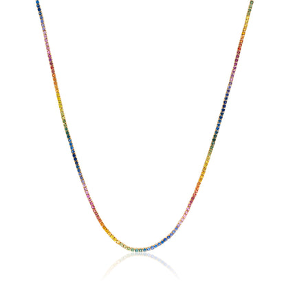 2.4 mm Round Rainbow Sapphire Necklace