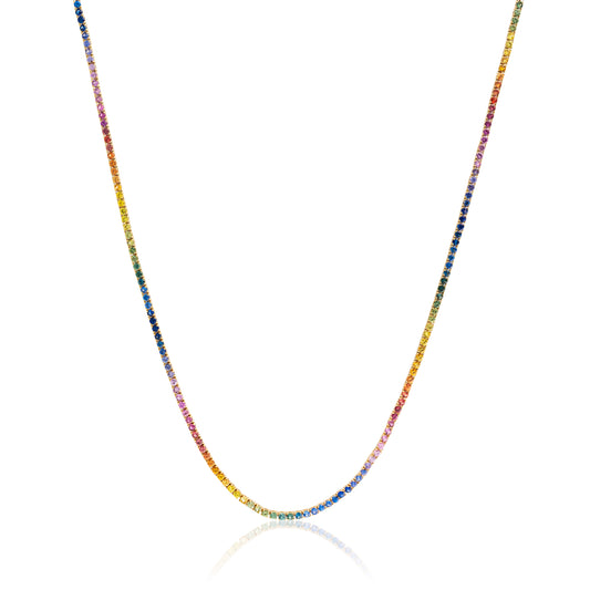 2.4 mm Round Rainbow Sapphire Necklace