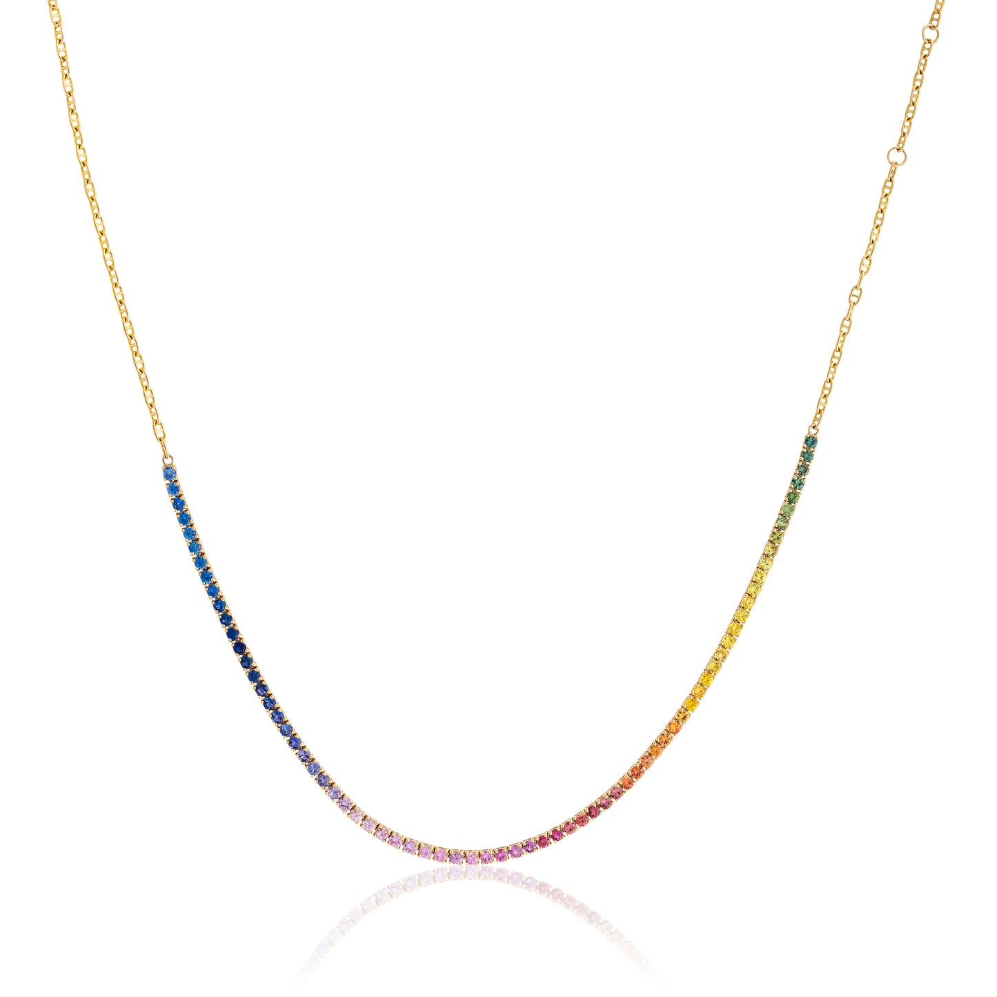 Halfway 2.4 mm Round Rainbow Sapphire Necklace