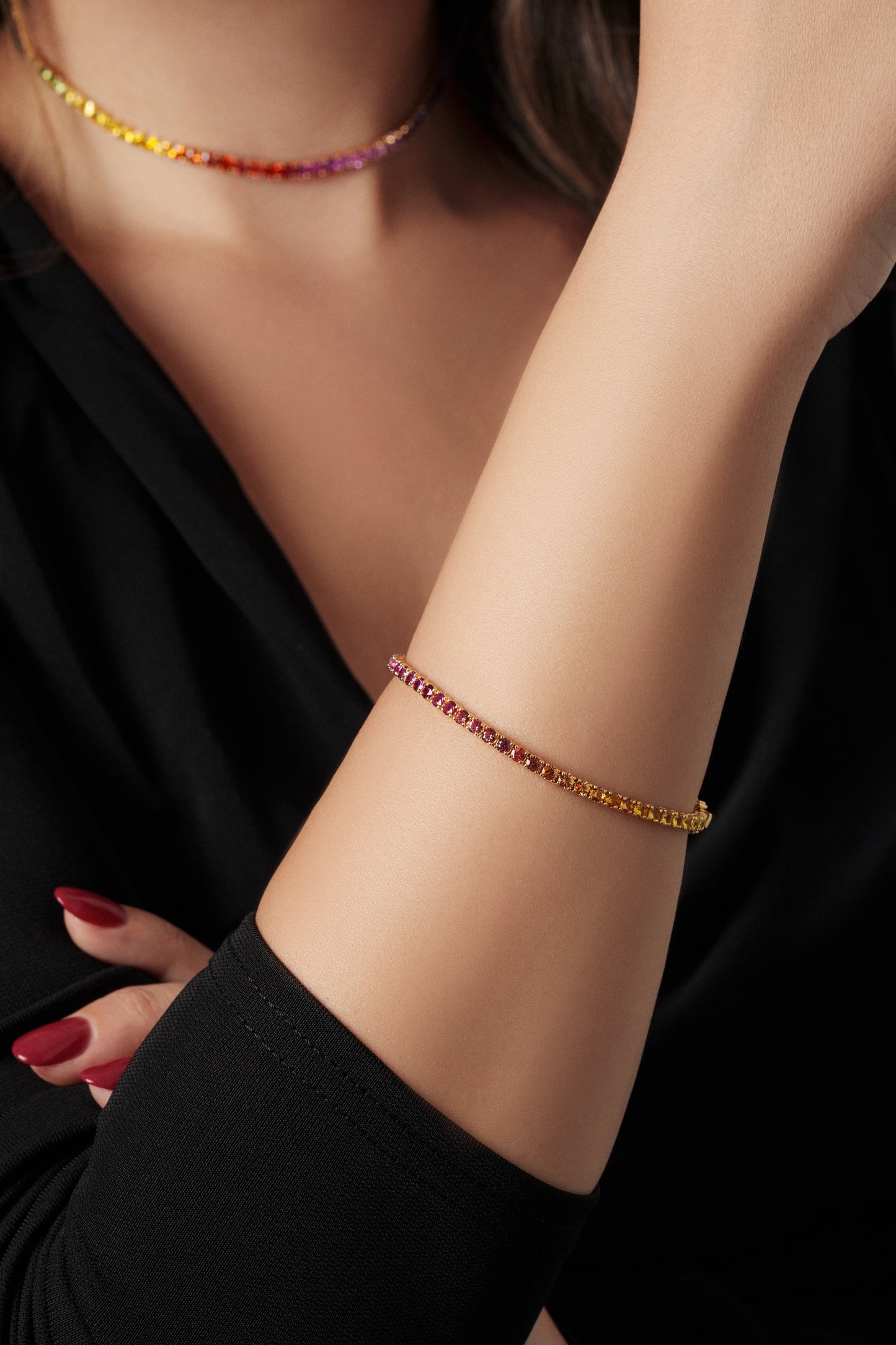 2.75 mm Round Rainbow Sapphire Bracelet