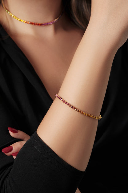 2.75 mm Round Rainbow Sapphire Bracelet