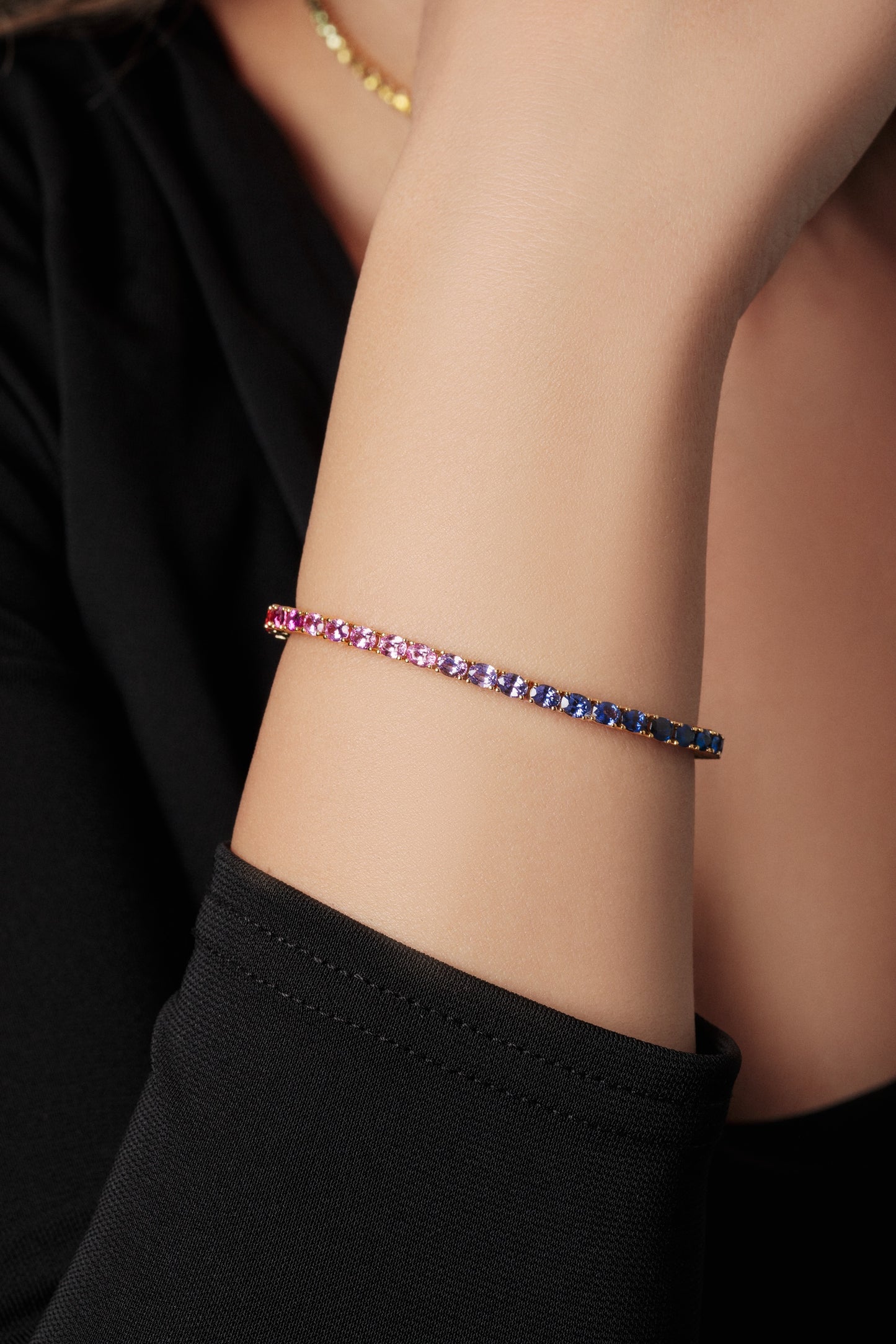 4x3 mm Oval Rainbow Sapphire Bracelet