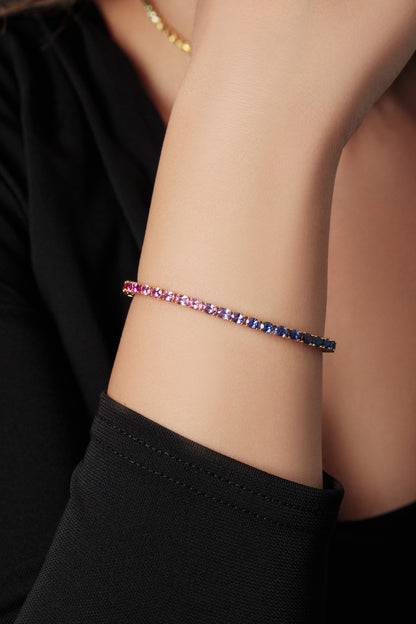 4x3 mm Oval Rainbow Sapphire Bracelet