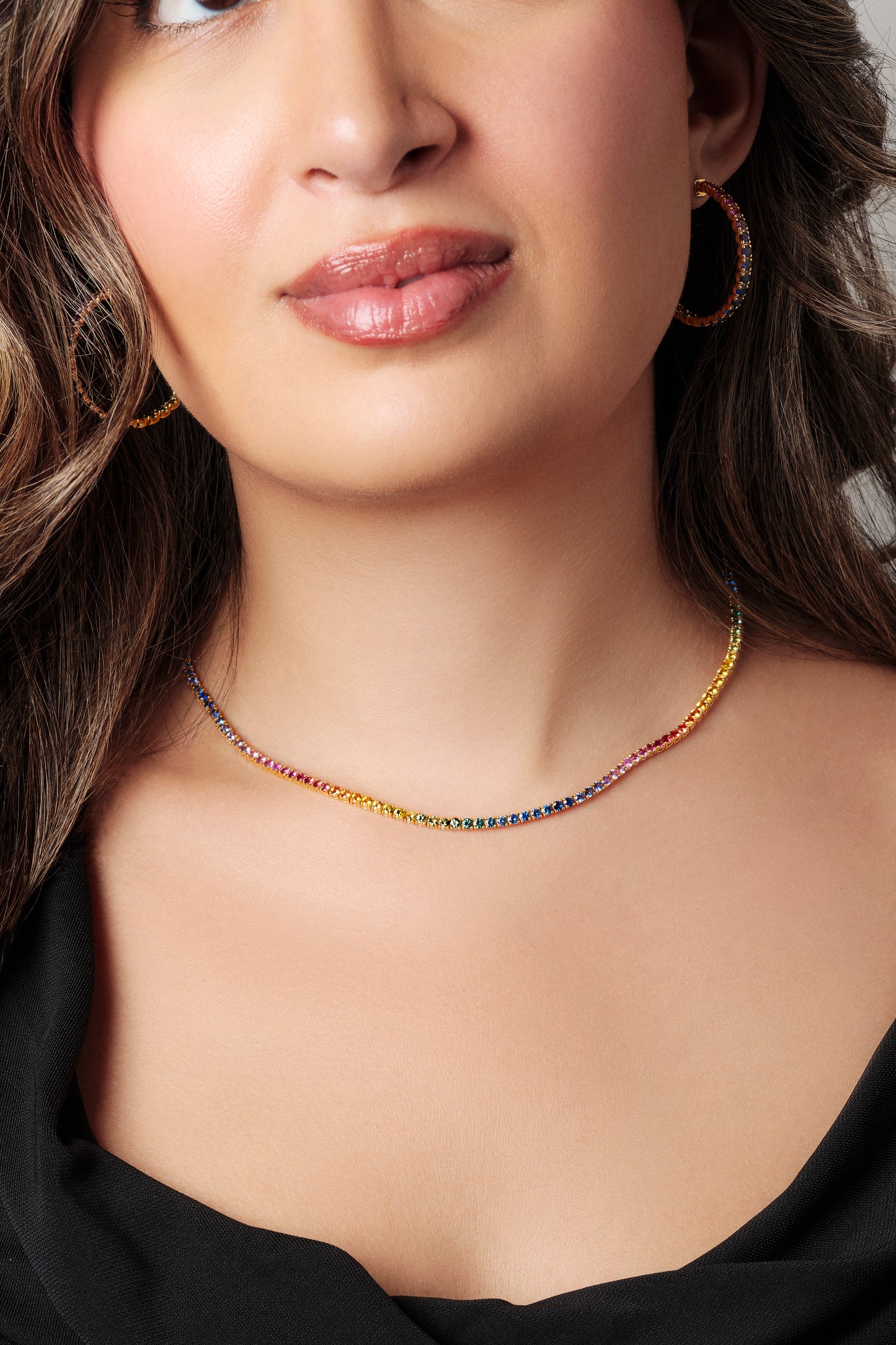 2.4 mm Round Rainbow Sapphire Necklace