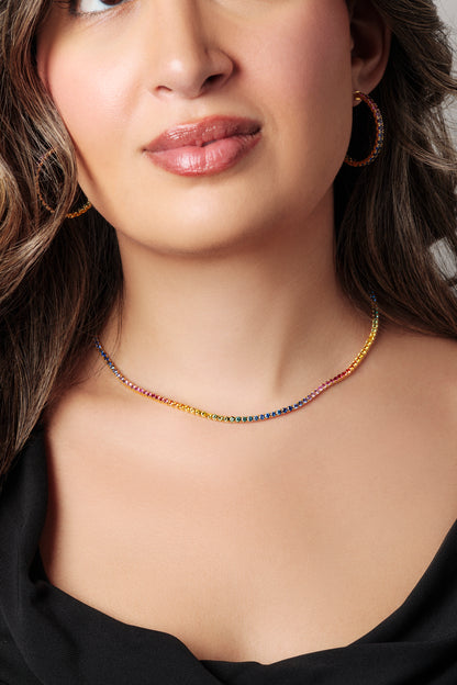 2.4 mm Round Rainbow Sapphire Necklace