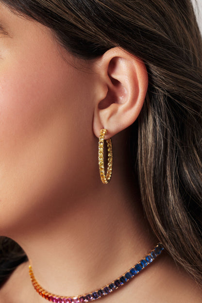 1.25 inch 3 mm Round Yellow Sapphire Earrings