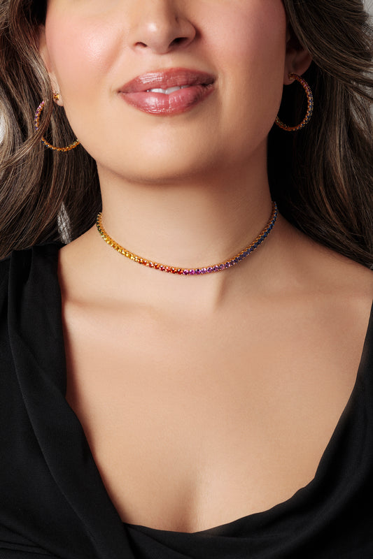 3.5 mm Round Rainbow Sapphire Choker