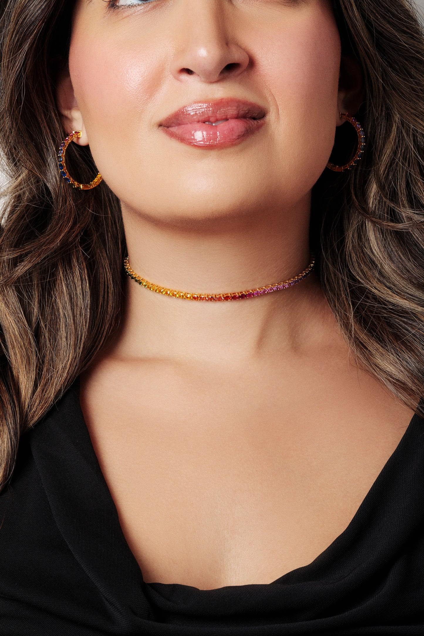 4x3 mm Oval Rainbow Sapphire Choker