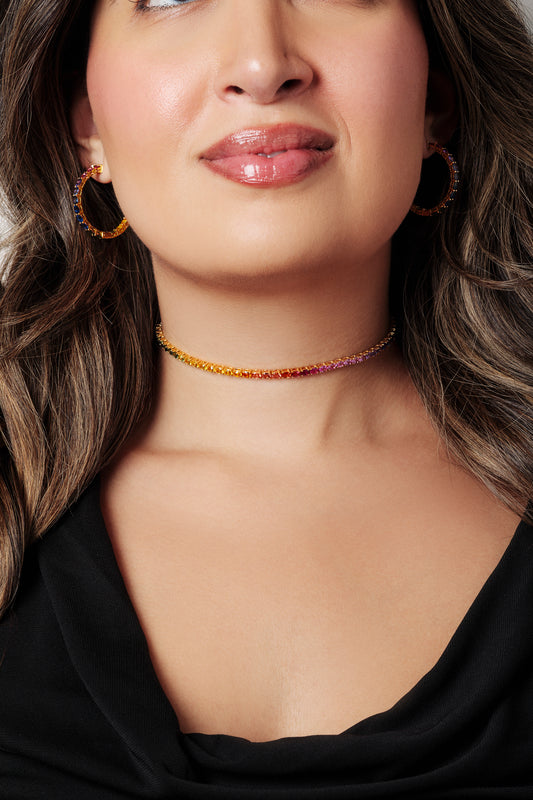 4x3 mm Oval Rainbow Sapphire Choker