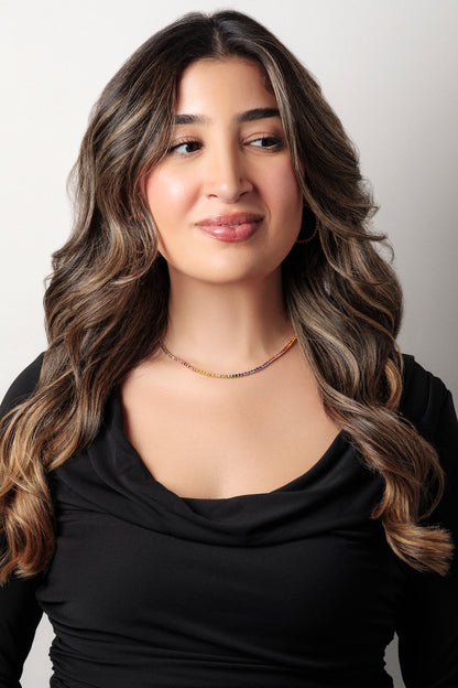 2.4 mm Round Rainbow Sapphire Necklace