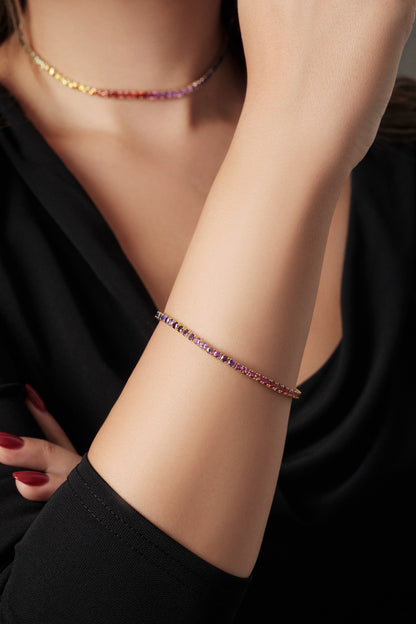 2.75 mm Round Rainbow Sapphire Bracelet