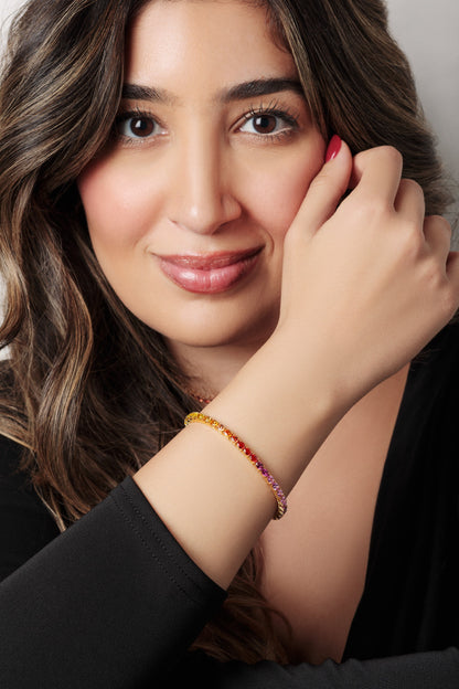 4x3 mm Oval Rainbow Sapphire Bracelet