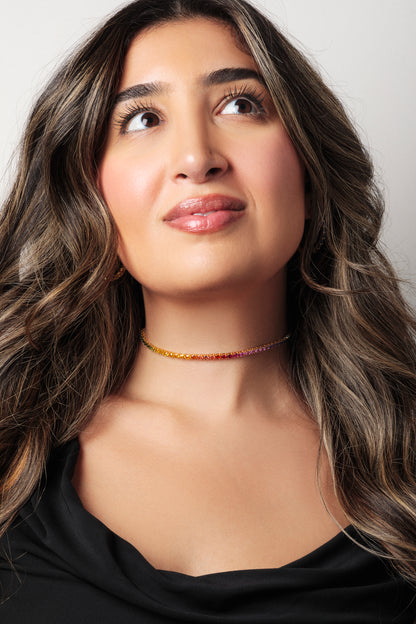 4x3 mm Oval Rainbow Sapphire Choker