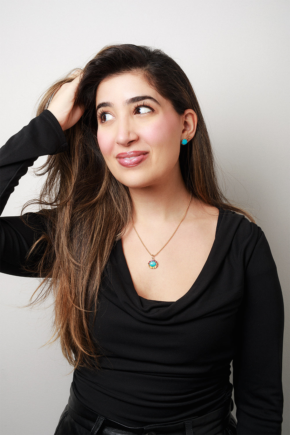 Turquoise & Orange/Yellow Sapphire Charm